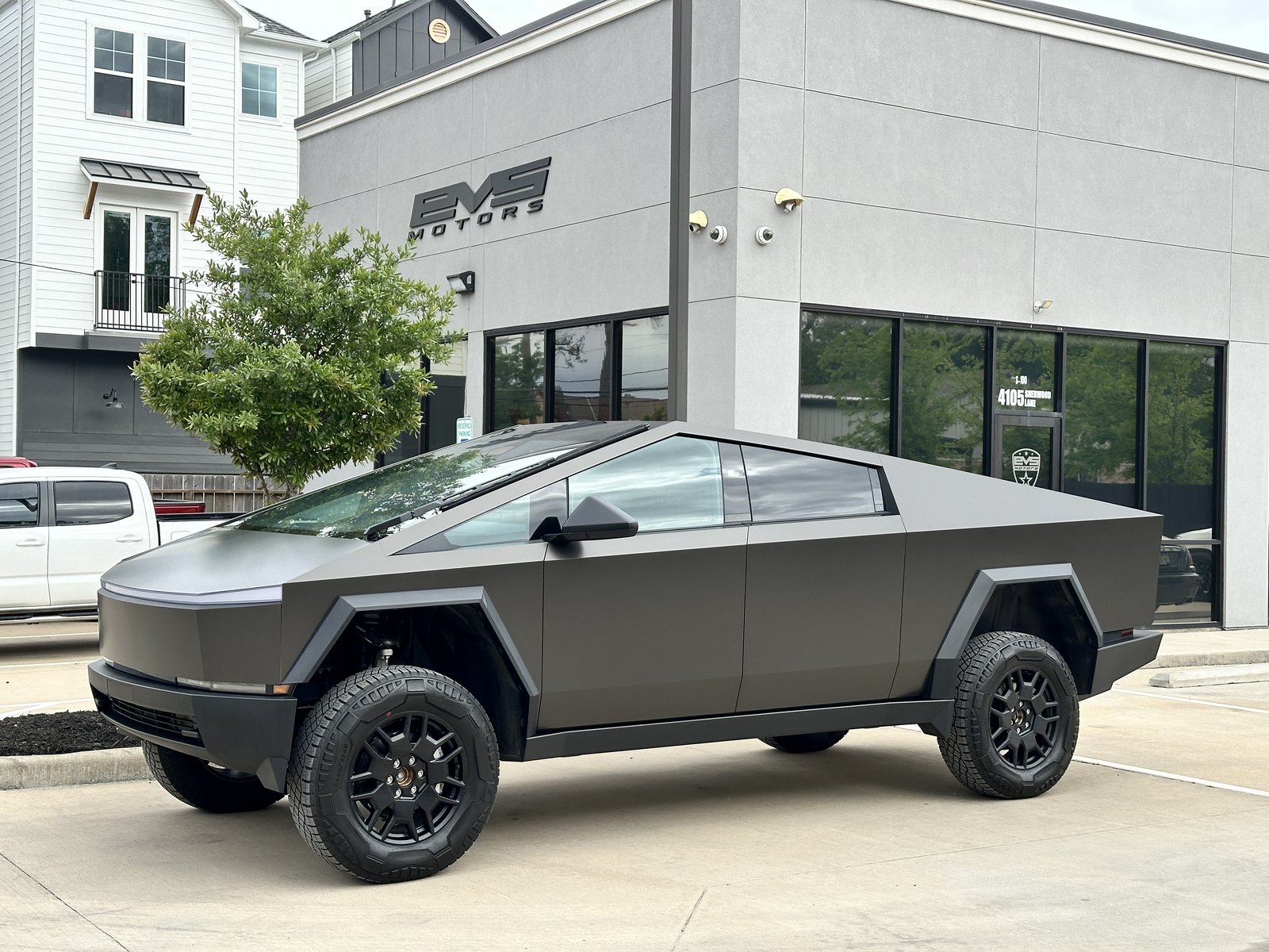 Matte dark Cybertruck at EVS exterior