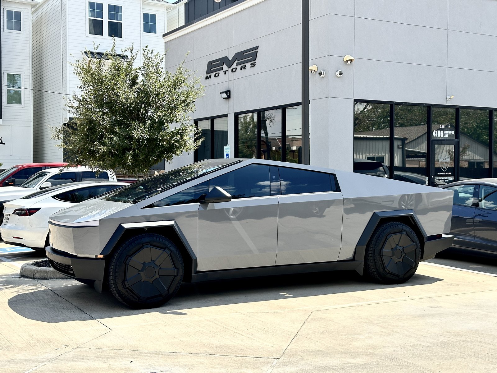 Stainless Cybertruck stock look at EVS Motors