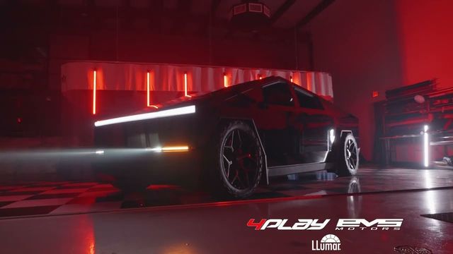 Video thumbnail: EVS Motors modifies the Tesla CyberTruck by partnering with Llumar Films and 4Play Wheels.
