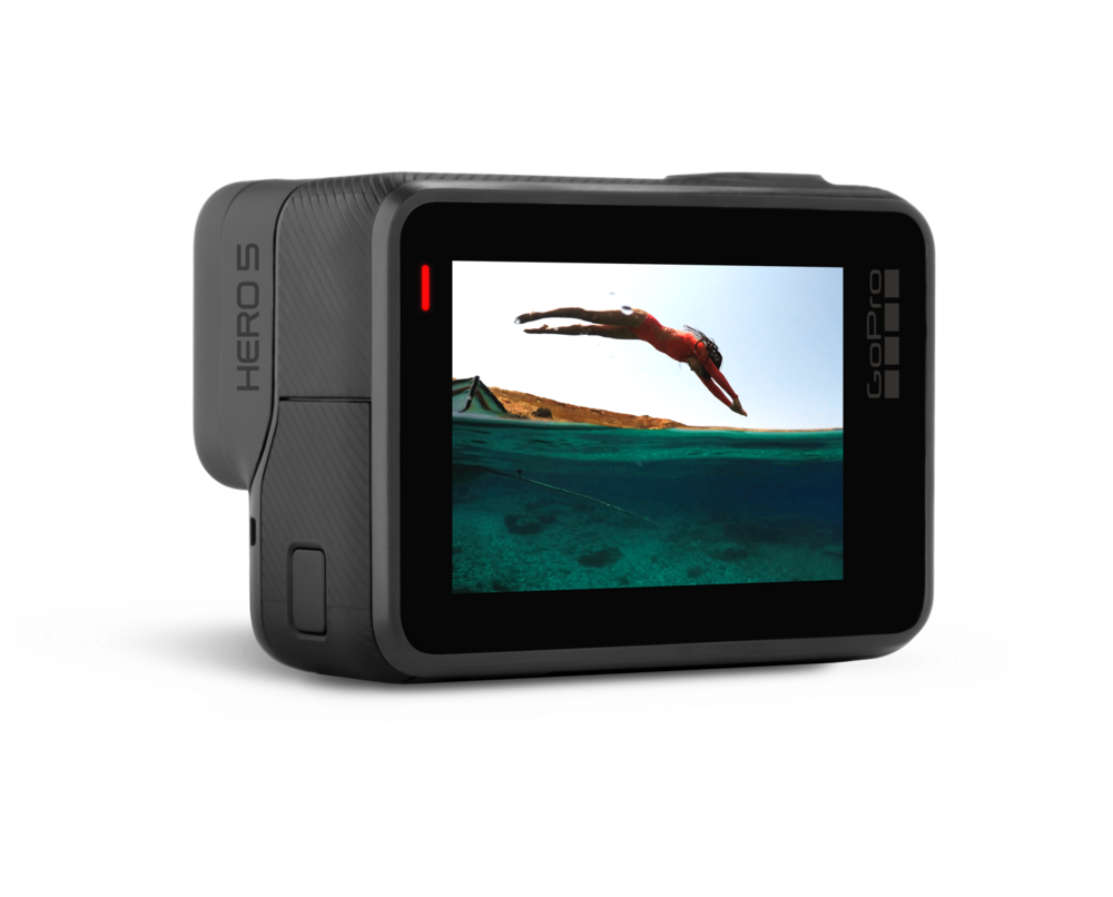 GoPro HERO5 Black, back view with 2-inch touch display