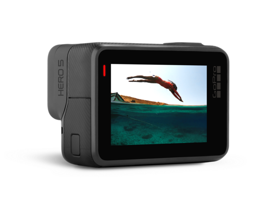 GoPro HERO5 Black, back view with 2-inch touch display