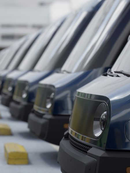 Rivian Fleet in Parking Lot